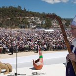 Papst Franziskus feiert die Heilige Messe mit den indigenen Gemeinschaften von Chiapas im städtischen Sportzentrum in San Cristobal de Las Casas am 15. Februar 2016.