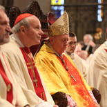 Von links nach rechts: Dompropst Wilhelm Vieböck, Kardinal Dr. Christoph Schönborn, Bischof em. Dr. Ludwig Schwarz SDB, Bischof der Diözese Linz Dr. Manfred Scheuer 