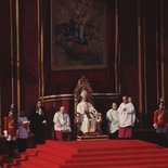 Papst Paul VI. bei der Eröffnung der vierten Sessio des II. Vatikanischen Konzils in der Peterskirche.