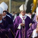 Papst Franziskus feiert eine Messe mit Priestern und Ordensleuten in Morelia am 16. Februar 2016.