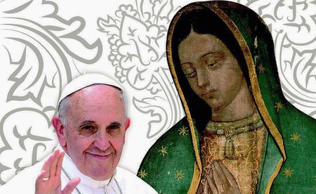 Symbolfoto von Papst Franziskus und der Jungfrau von Guadalupe