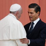 Papst Franziskus während des Höflichkeitsbesuchs bei Staatspräsident Enrique Pena Nieto im Nationalpalast in Mexiko-Stadt am 13. Februar 2016.