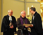 Bischof Michael Bünker, Erzbischof Franz Lackner und Superintendent Olivier Dantine