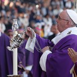 Papst Franziskus feiert eine Messe mit Priestern und Ordensleuten in Morelia am 16. Februar 2016.