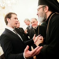 Am 4. Dezember 2018 empfingen Bundeskanzler Sebastian Kurz (l.) und Bundesminister Gernot Bl?mel Vertreter christlicher Religionen im Bundeskanzleramt.