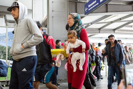 Ankommende Flüchtlinge am 5. September 2015 auf dem Bahnhof in München.
