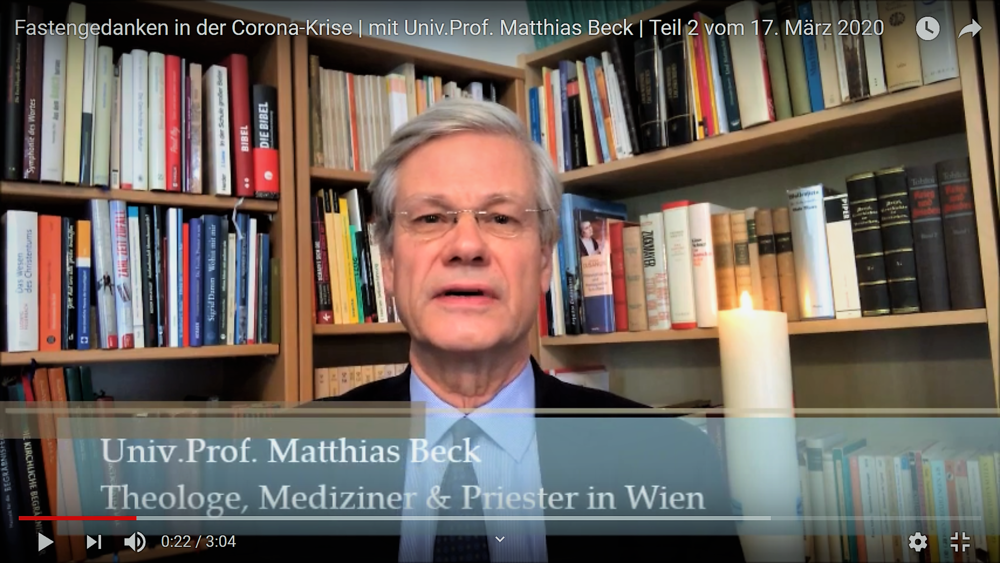 Youtube-Video-Blog von Univ.Prof. Matthias Beck - gestartet am 17. März 2020