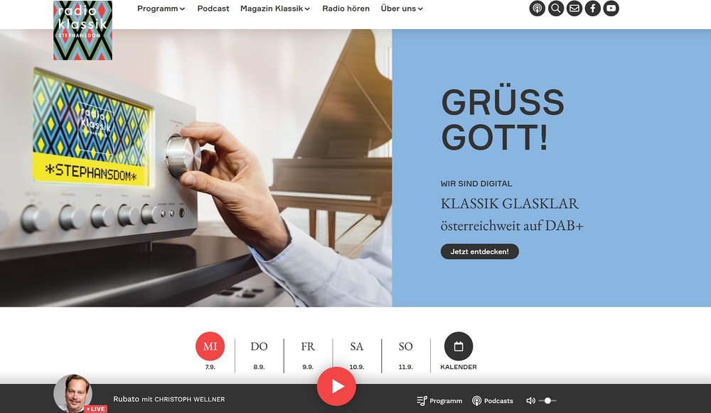 Neues Webportal des Radiosenders 'radio klassik Stephansdom' / radioklassik.at