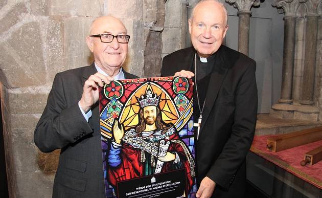 Günter Geyer und Kardinal Christoph Schönborn präsentieren Benefiz-Aktion für die Riesenorgel / Verein 'Unser Stephansdom' / Gustav Kersche