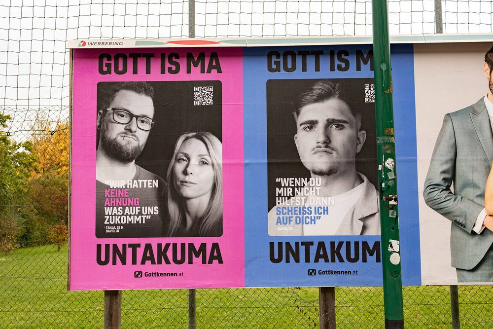 'Gott is ma untakuma'-Plakate in Oberösterreich / Claus Struber 'Gott is ma untakuma'-Plakate in Oberösterreich
