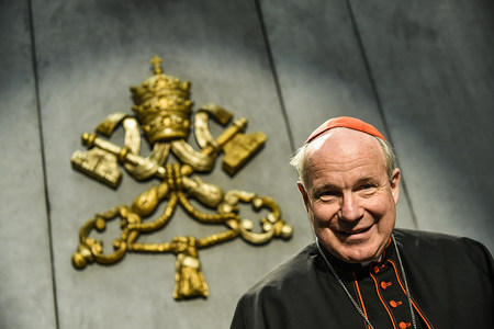 Kardinal Christoph Schönborn, Erzbischof von Wien, bei der Vorstellung des nachsynodalen Schreibens von Papst Franziskus zu Ehe und Familie 'Amoris laetitia', 'Freude der Liebe', am 8. April 2016 im Vatikan.