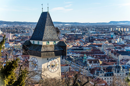Der Uhrturm ist das Wahrzeichen der Stadt Graz. Landeshauptstadt der Steiermark in ?sterreich