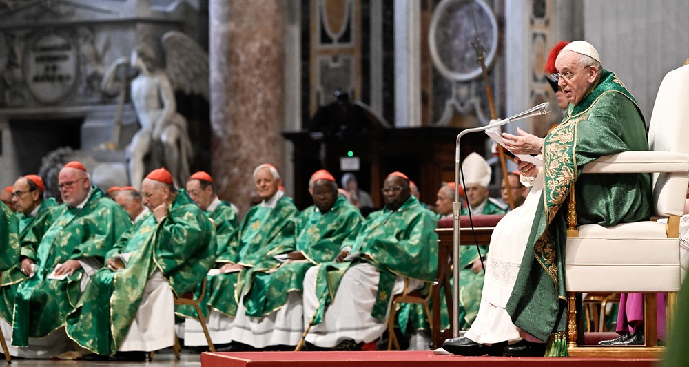 Papst Franziskus spricht während der Messe zum Abschluss der Kardinalsversammlung am 30. August 2022 im Petersdom im Vatikan