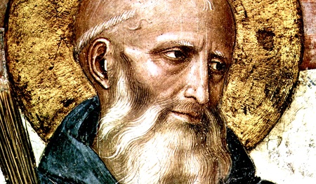 Kopf des Hl. Benedikts von Nursia im Freskenzyklus im Dominikanerkloster San Marco in Florenz