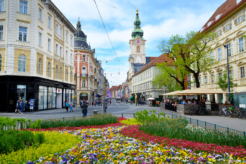 City of Graz, Austria / ©Pavle - stock.adobe.com, Pavle Marjanovic GRAZ, AUSTRIA - MAY 1:City of Graz street view, on May 1. 2018. in Graz, Austria