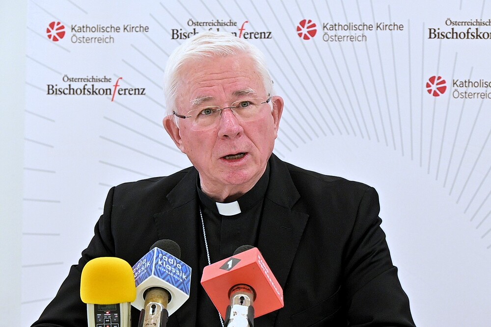 Erzbischof Franz Lackner / Kathpress / Henning Klingen Vorsitzender der Österreichischen Bischofskonferenz bei der Pressekonferenz zur Frühjahrsvollversammlung am 21. März 2025 in Wien
