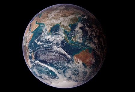 Die Erde, vom Weltall aus gesehen