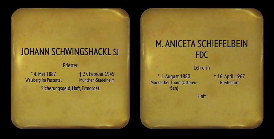 'Gedenksteine' für P. Schwingshackl und Sr. Schiefelbein / gedenkort.at 'Gedenksteine' für P. Schwingshackl und Sr. Schiefelbein