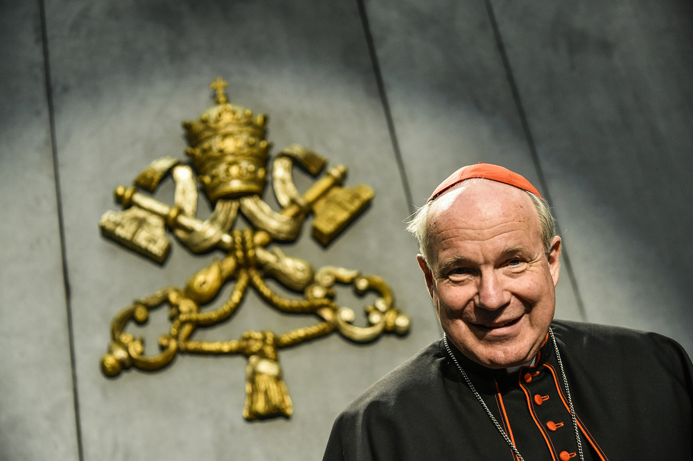 Kardinal Christoph Schönborn, Erzbischof von Wien, bei der Vorstellung des nachsynodalen Schreibens von Papst Franziskus zu Ehe und Familie 'Amoris laetitia', 'Freude der Liebe', am 8. April 2016 im Vatikan.