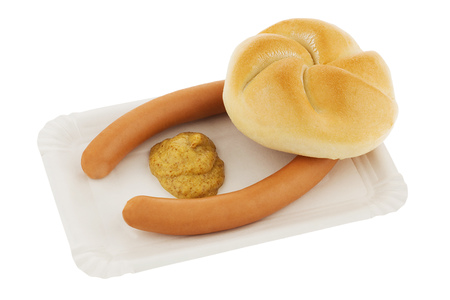 Ein Paar von Wiener W?rstel auf einem Teller. Frankfurter W?rstchen