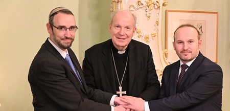 v.l.: Oberrabbiner Jaron Engelmayer, Kardinal Christoph Schönborn, IGGÖ-Präs. Ümit Vural