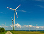 Windrad eines Wind Kraftwerkes. Gewinnung alternativer und nachhaltiger Energie zur Strom Erzeugung