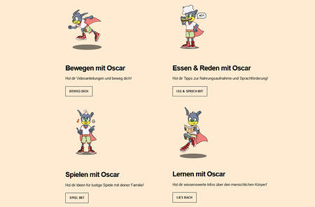 Screenshot des Portals 'Bewegen mit Oscar'