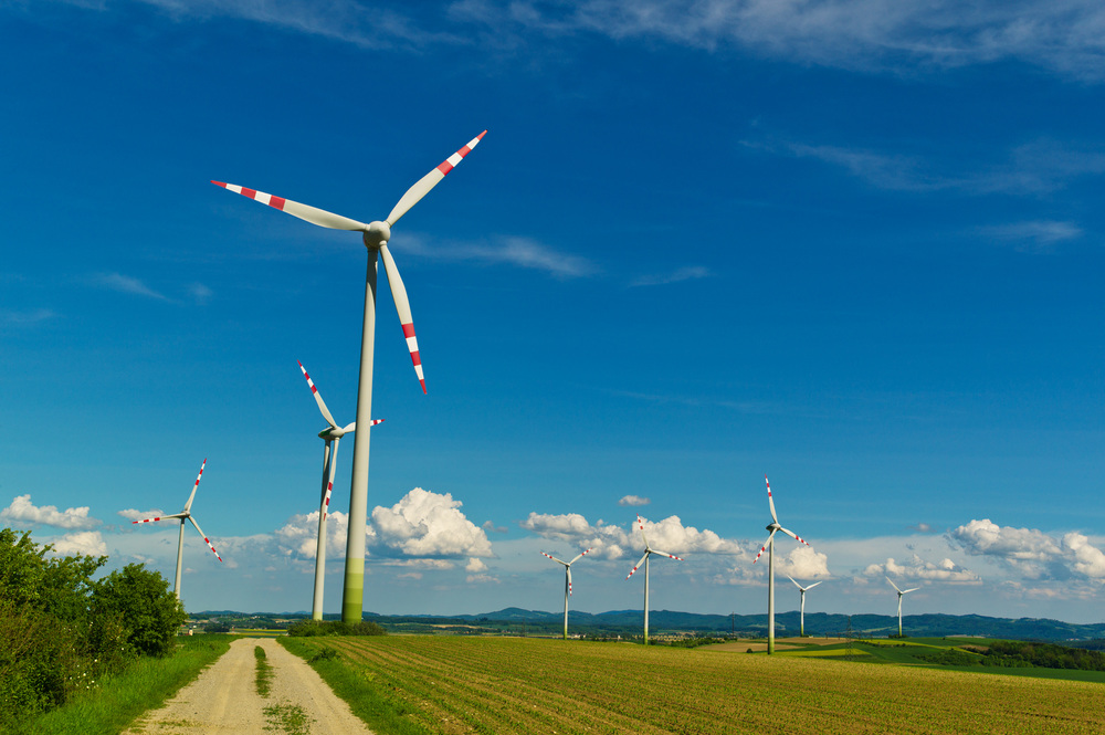 Windrad eines Wind Kraftwerkes. Gewinnung alternativer und nachhaltiger Energie zur Strom Erzeugung