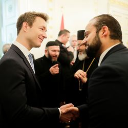 Am 4. Dezember 2018 empfingen Bundeskanzler Sebastian Kurz und Bundesminister Gernot Bl?mel (l.) Vertreter christlicher Religionen im Bundeskanzleramt.