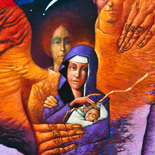 Weihnachten. Detail aus einem Triptychon von Leszek Wisniewski. 