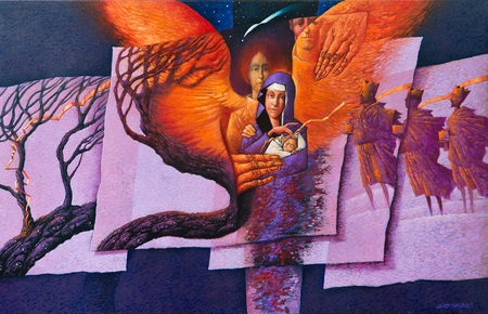 Weihnachten. Detail aus einem Triptychon von Leszek Wisniewski. 