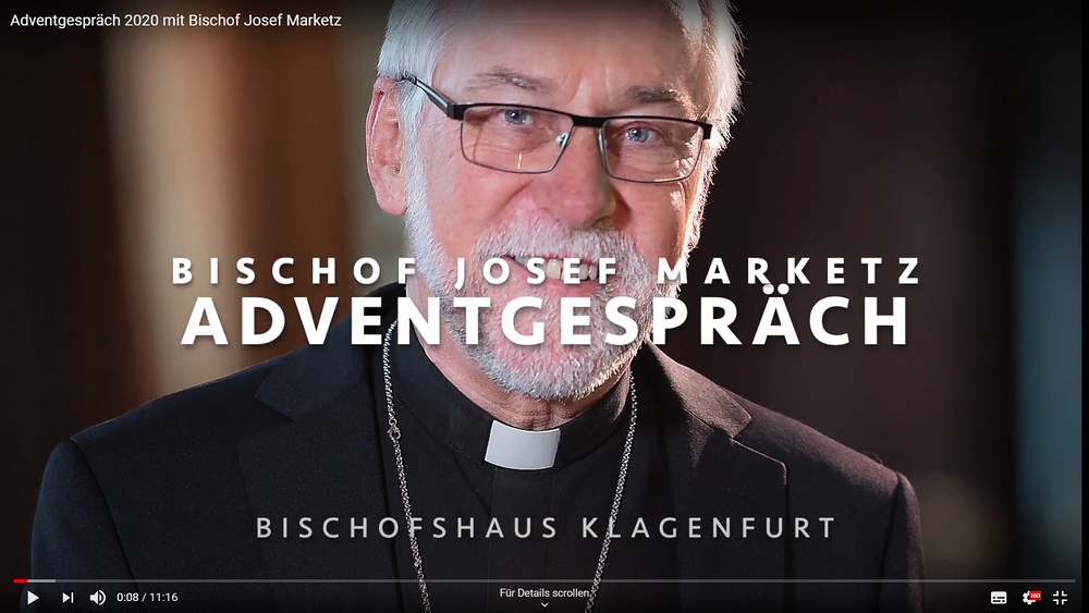 Screenshot eines Video-Interviews von Karl-Heinz Kronawetter mit dem Kärntner Bischof vom 26. November 2020