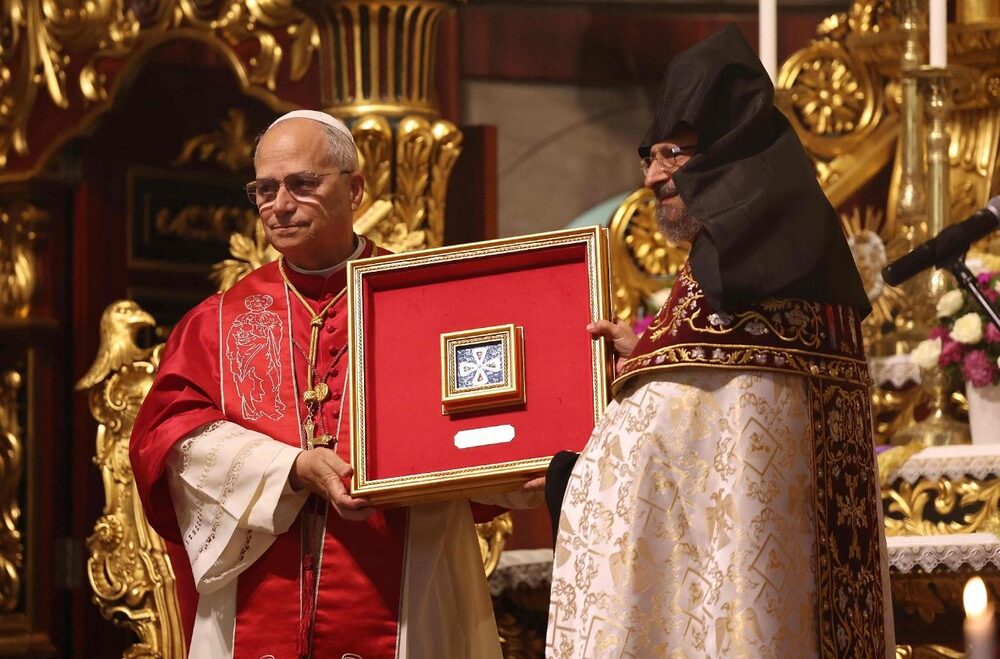 Papst Leo XIV. und armenisch-apostolischer Patriarch Sahag II. (Istanbul, 30.11.2025