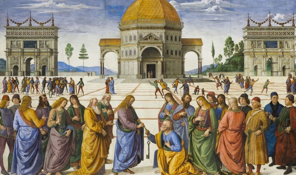 'Deep Space 8K' - Sixtinische Kapelle: Pietro Perugino, Christ’s Charge to Saint Peter / Governorate of the Vatican City State – Directorate of the Vatican Museums Pietro Perugino, Christ’s Charge to Saint Peter. Vatican Apostolic Palace, Sistine Chapel. Photo Scripta Maneant, G. Roli and C. Vannini © Governorate of the Vatican City State – Directorate of the Vatican Museums. All rights reserved.