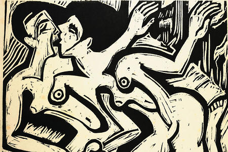 ERNST LUDWIG KIRCHNER, Staffettenläuferinnen, 1929, Holzschnitt auf Papier