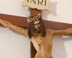 Gekreuzigter / Jesus / Korpus mit Rosshaarperücke