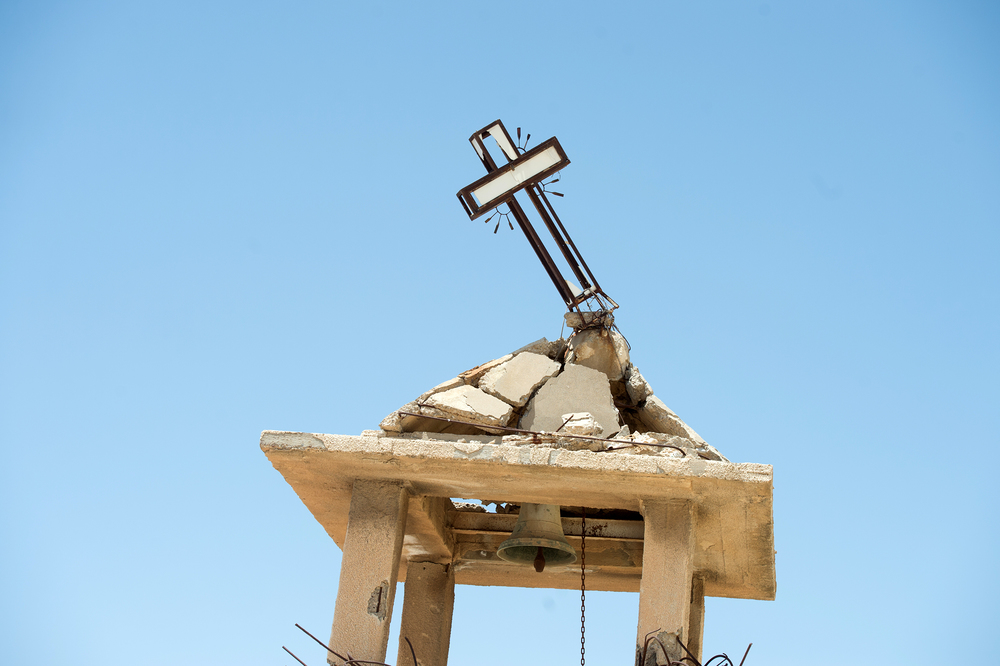 Zerstörter Glockenturm im Irak, Juni 2019
