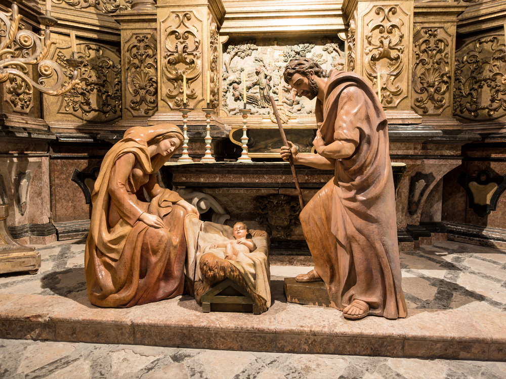 Spanien, Mallorca Kathedrale La Seu. Kathedrale der heiligen Maria. Krippe in der Kirche