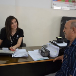 Aufnahme von Personendaten, Caritas-Hilfszentrum Zarqa   