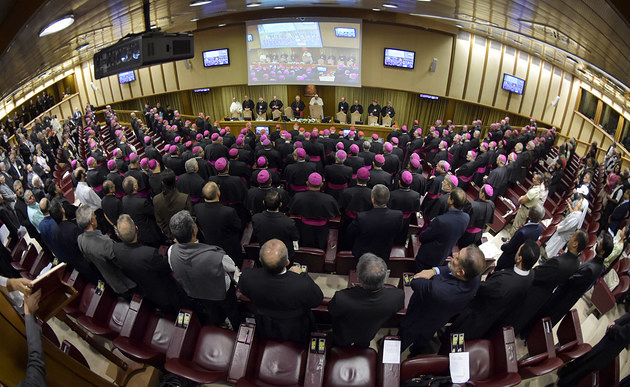 Eröffnung Amazonas-Synode / Copyright 2019, KNA GmbH, www.kna.de, All Rights Reserved, Cristian Gennari Fish-Eye-Aufnahme der Synodenaula zu Beginn der Amazonas-Bischofssynode am 7. Oktober 2019 im Vatikan.