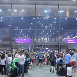 Vor der Abfahrt des Praytrain am Hauptbahnhof