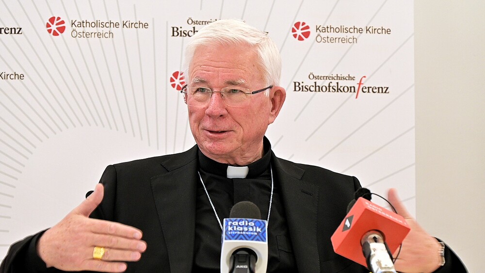 Erzbischof Franz Lackner / Kathpress / Henning Klingen Vorsitzender der Österreichischen Bischofskonferenz bei der Pressekonferenz zur Frühjahrsvollversammlung der Bischöfe am 13. März 2026 in Wien