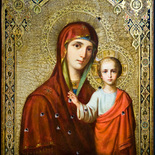 Von Kommunisten zerschossene Ikone der Kazanskaja - Gottesmutter von Kasan