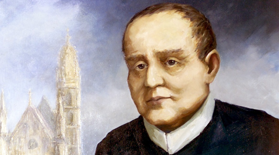 Hl. Klemens M. Hofbauer(Hinten li.: Kirche Maria am Gestade, Wien)Gem?lde im Redemptoristenkloster Maria am Gestade 23.2.2001Franz Josef Rupprecht, A-7123 M?nchhof, Bank: Raika M?nchhof (BLZ 33054), Kto.: 17.608