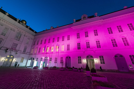 Josefsplatz in violett erleuchtet