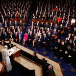 Papst Franziskus spricht am 24. September 2015 als erster Papst vor dem Kongress der Vereinigten Staaten von Amerika in Washington. Bild: Papst Franziskus bei seiner Rede vor dem Kongress.
