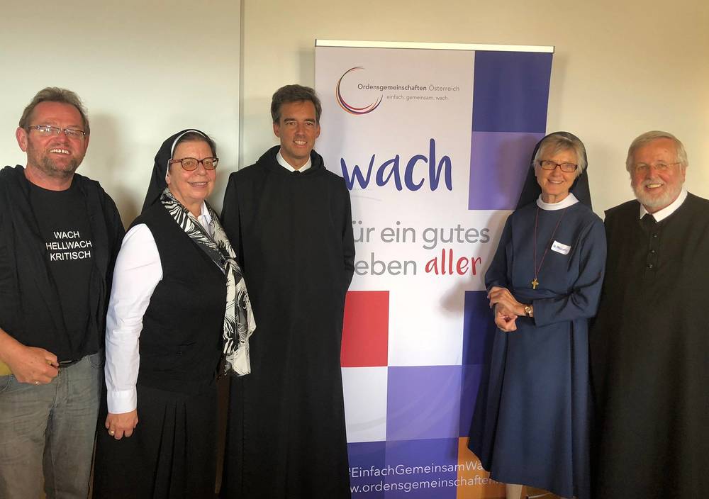 v.l.: Ferdinand Kaineder, Sr. Cordis Feuerstein, P. Bernhard Eckerstorfer, Sr. Pallotti Findenig, P. Siegfried Stattmann