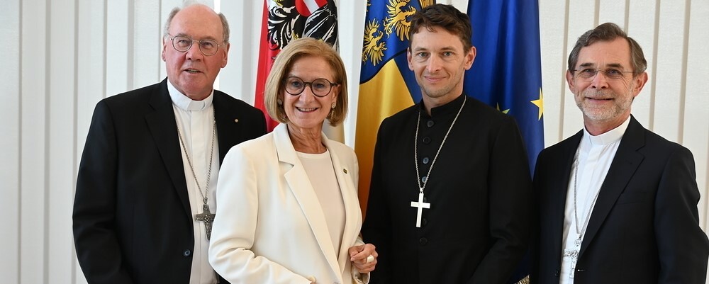 Bischof Alois Schwarz, LH Johanna Mikl-Leitner, Superintendent Michael Simmer, Erzbischof Josef Grünwidl