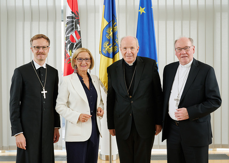 Ökumenisches Mittagessen mit Kardinal Schönborn, Landeshauptfrau Mikl-Leitner, bischof Schwarz, Superintendent Müller-Marienburg