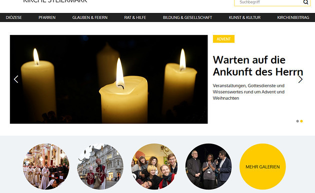 Neue Website der Diözese Graz-Seckau / Screenshot www.katholische-kirche-steiermark.at